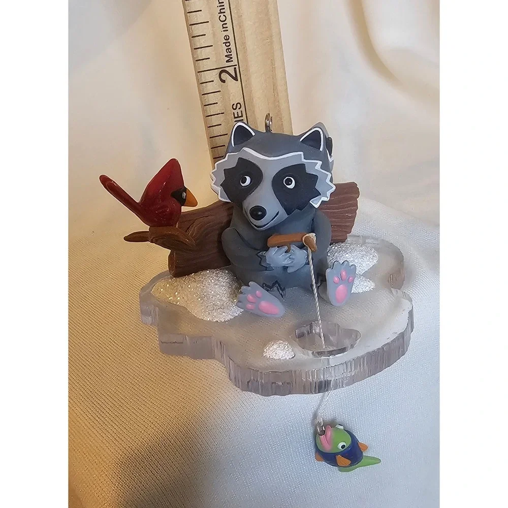 VTG 2000 Hallmark Keepsake Raccoon Ice Fishing Christmas Ornament